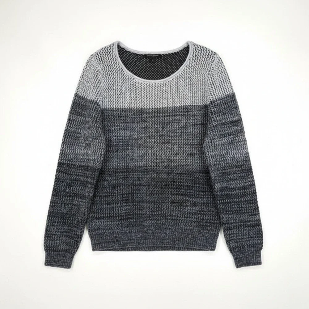 NWT Banana Republic Open Knit Ombre Cotton Pullover Sweater Blue Gray‎ Size XL
